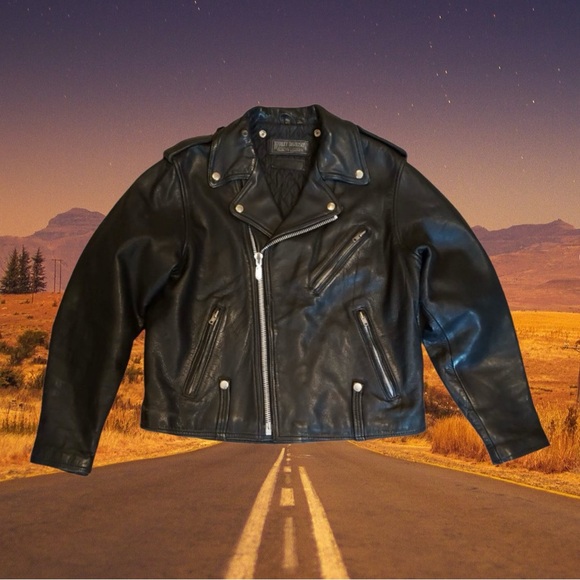 Harley-Davidson Other - Vintage Harley Davidson Black Leather Motorcycle Jacket Size 46R